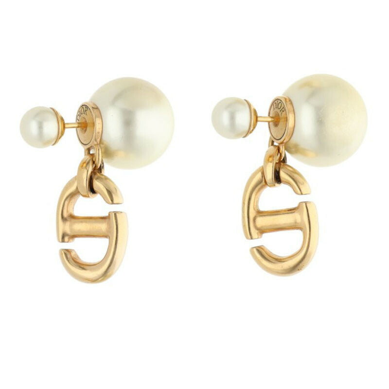 DIOR CD Icon Faux Pearl White Gold Earrings Size ONE SIZE
