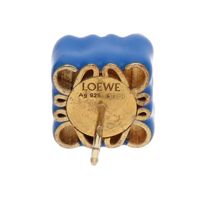 LOEWE Anagram Cube Stud Gold Blue Earrings Size ONE SIZE