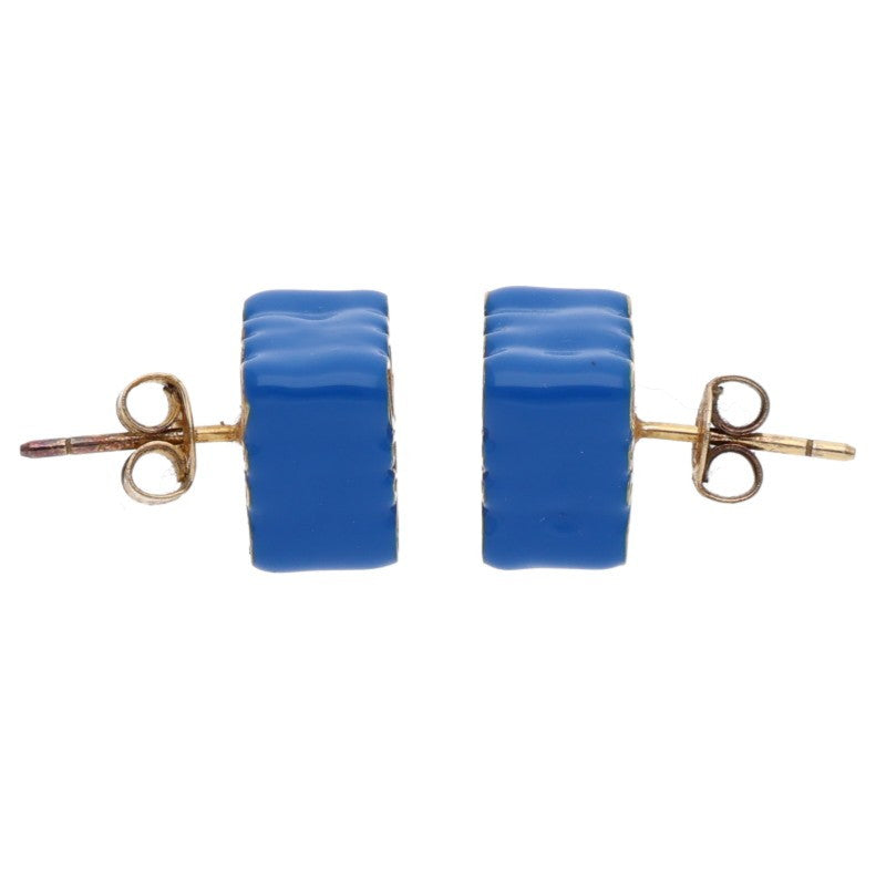 LOEWE Anagram Cube Stud Gold Blue Earrings Size ONE SIZE