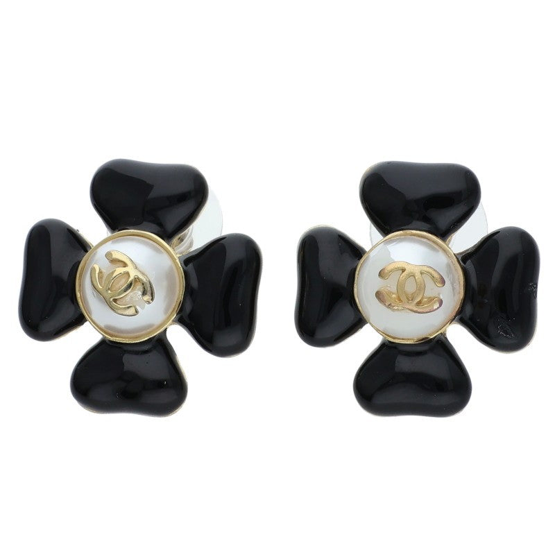 CHANEL Flower Motif Coco Mark Black White Size ONE SIZE