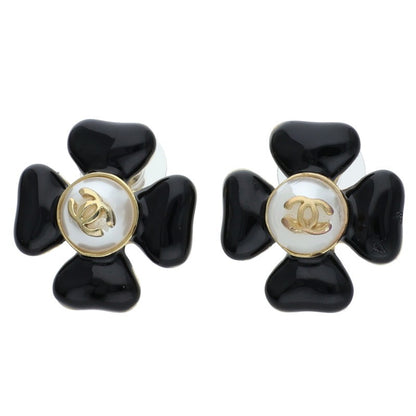 CHANEL Flower Motif Coco Mark Black White Size ONE SIZE