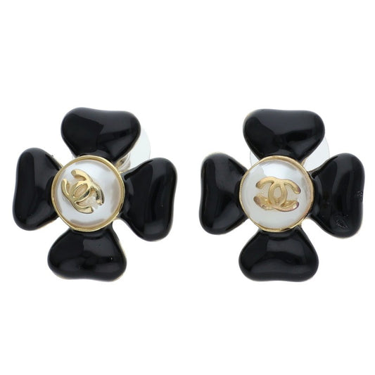 CHANEL Flower Motif Coco Mark Black White Size ONE SIZE