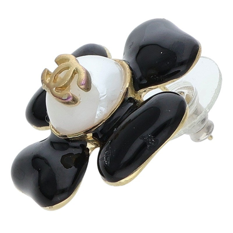 CHANEL Flower Motif Coco Mark Black White Size ONE SIZE