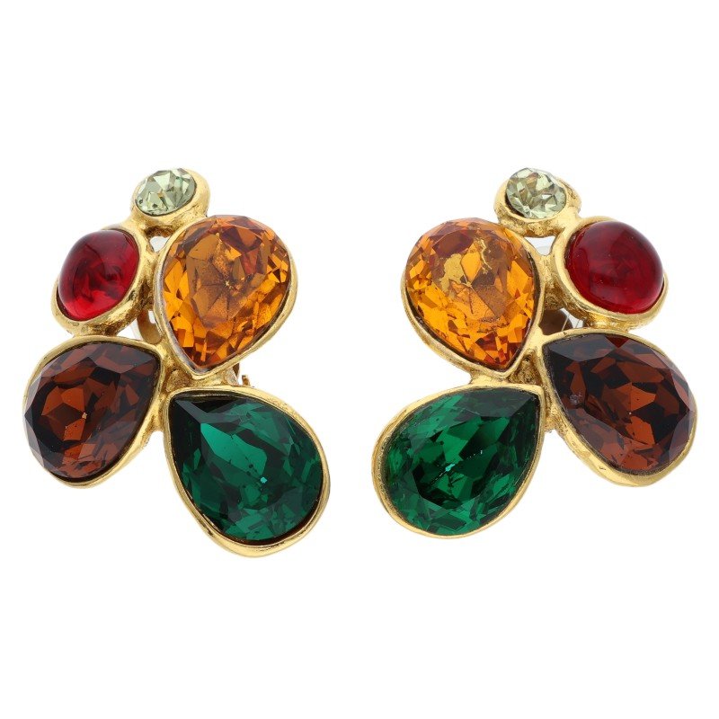 CHANEL 1991 Gripoix Gold Multi Color Stone Size ONE SIZE