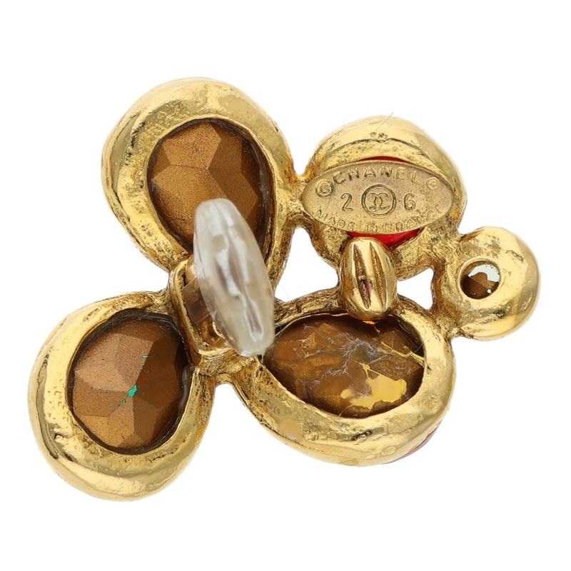 CHANEL 1991 Gripoix Gold Multi Color Stone Size ONE SIZE