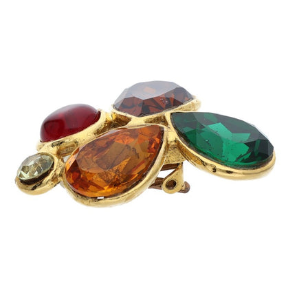 CHANEL 1991 Gripoix Gold Multi Color Stone Size ONE SIZE
