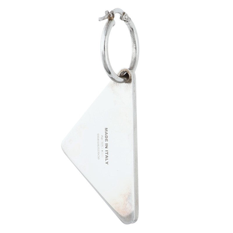 PRADA Triangle Logo Hoop Silver Black Single Size ONE SIZE