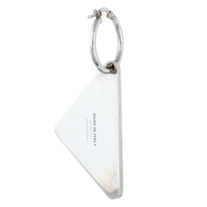 PRADA Triangle Logo Hoop Silver Black Single Size ONE SIZE