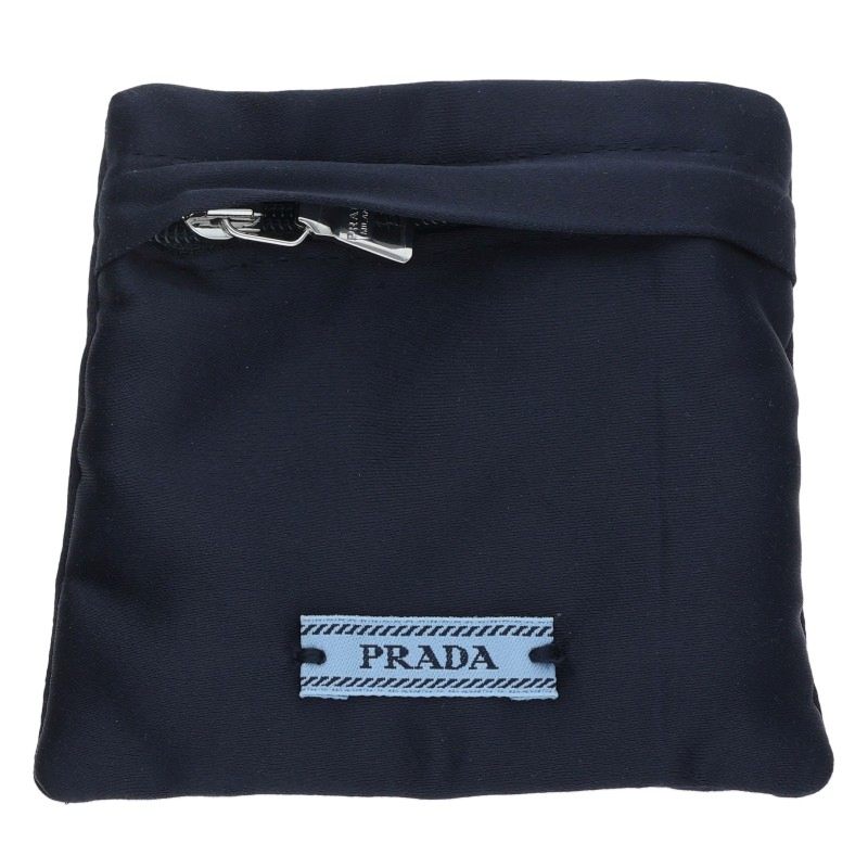 PRADA Triangle Logo Hoop Silver Black Single Size ONE SIZE