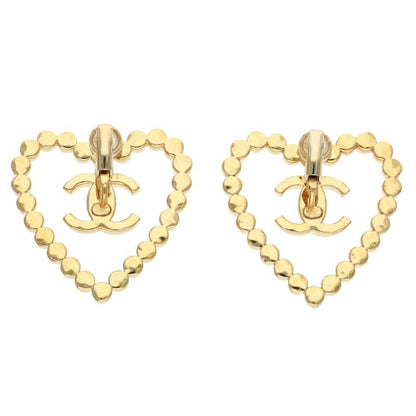 CHANEL Coco Mark Rhinestone Heart Gold Clear Size ONE SIZE