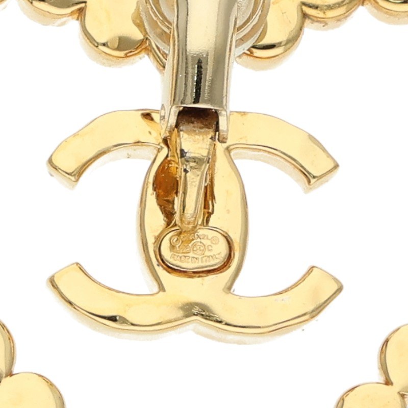 CHANEL Coco Mark Rhinestone Heart Gold Clear Size ONE SIZE