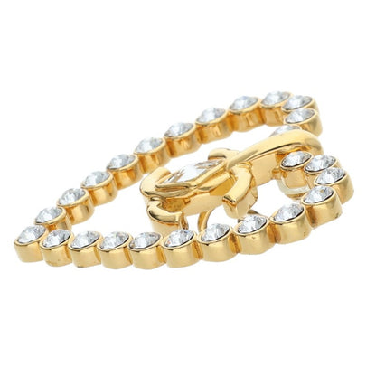 CHANEL Coco Mark Rhinestone Heart Gold Clear Size ONE SIZE