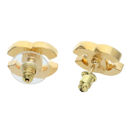 CHANEL Coco Mark Rhinestone Earrings Gold Size ONE SIZE