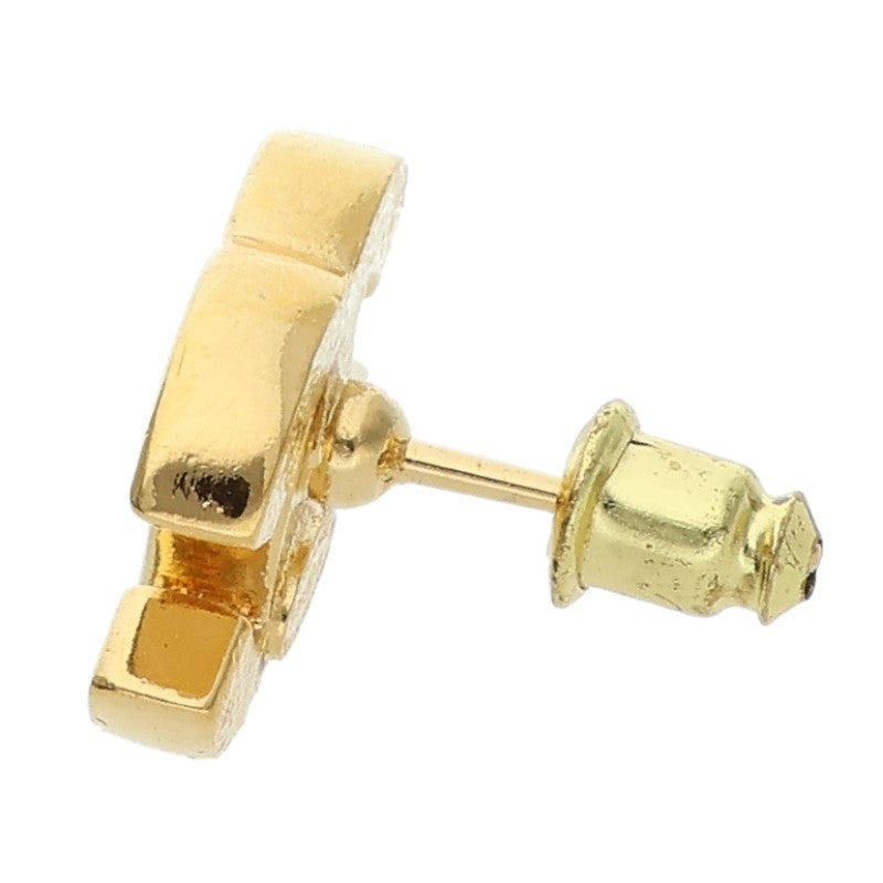 CHANEL Coco Mark Rhinestone Earrings Gold Size ONE SIZE