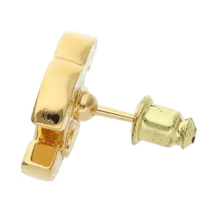 CHANEL Coco Mark Rhinestone Earrings Gold Size ONE SIZE