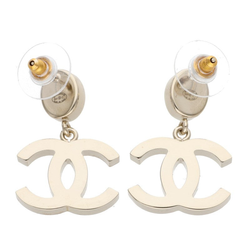 CHANEL Color Stone CC Mark Earrings Gold Blue Size ONE SIZE