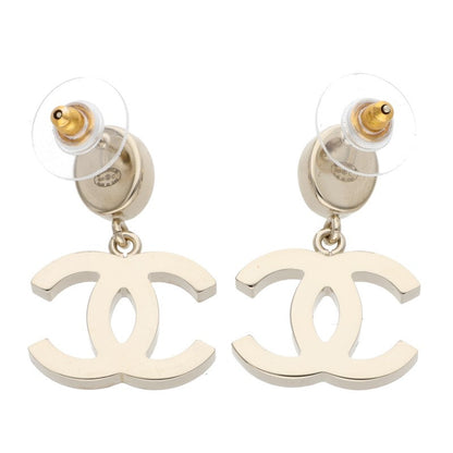 CHANEL Color Stone CC Mark Earrings Gold Blue Size ONE SIZE