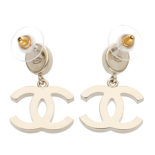 CHANEL Color Stone CC Mark Earrings Gold Blue Size ONE SIZE
