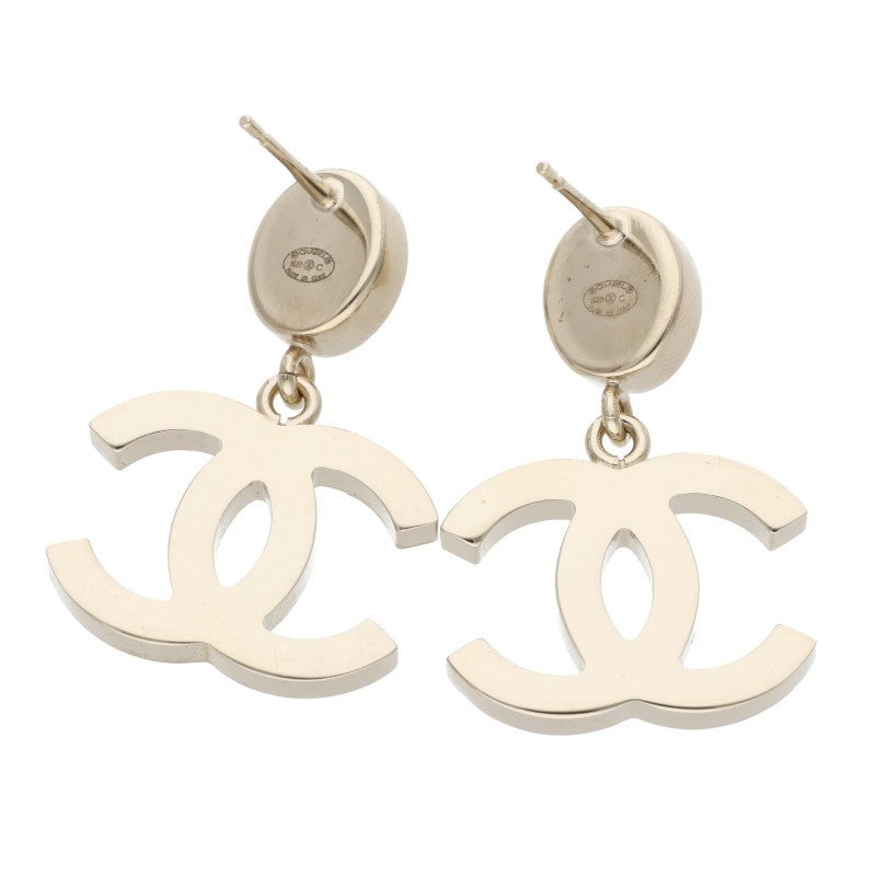 CHANEL Color Stone CC Mark Earrings Gold Blue Size ONE SIZE