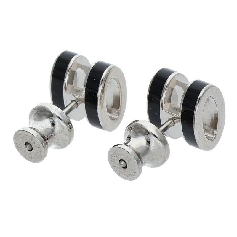 HERMES Mini Pop H Lacquer Metal Silver Black Earrings Size ONE SIZE