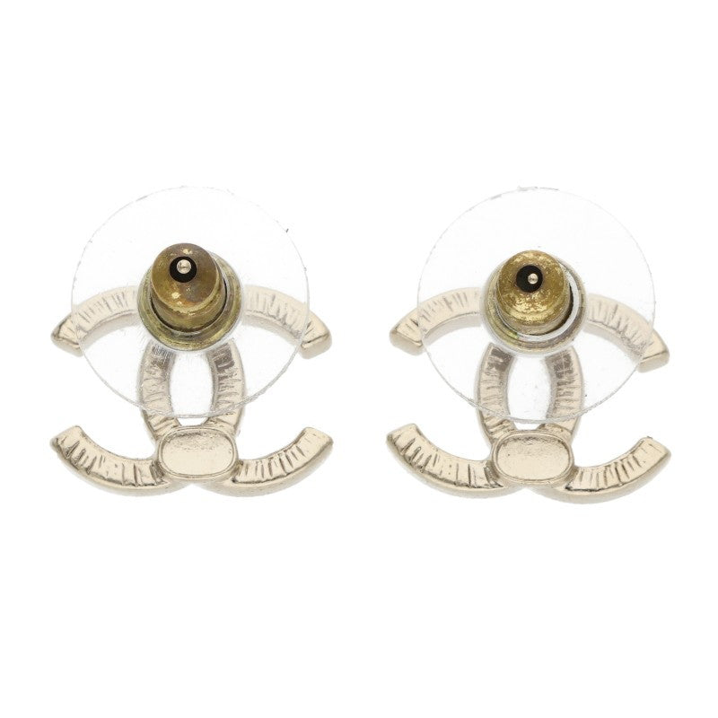 CHANEL Coco Mark Earrings Black Gold