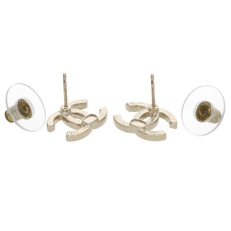 CHANEL Coco Mark Earrings Black Gold