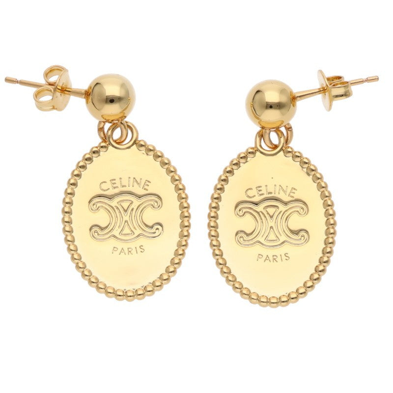 CELINE Triomphe Medal Gold Earrings Gold
