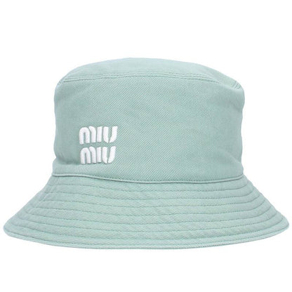 miumiu 24SS Embroidered Denim Bucket Hat Lt Green Size 32
