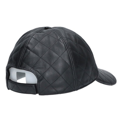 CHANEL Matelassé Lamb Leather Cap Black Size ONE SIZE