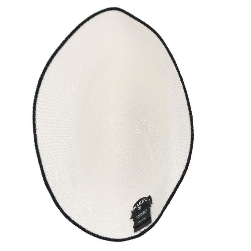 CHANEL Coco Mark Leather Patch Cloche Hat Size ONE SIZE