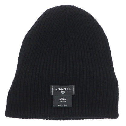 CHANEL Coco Mark Cashmere Beanie Black