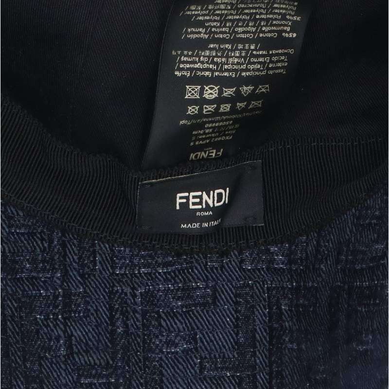 FENDI Zucca Denim Bucket Hat Indigo Size 30