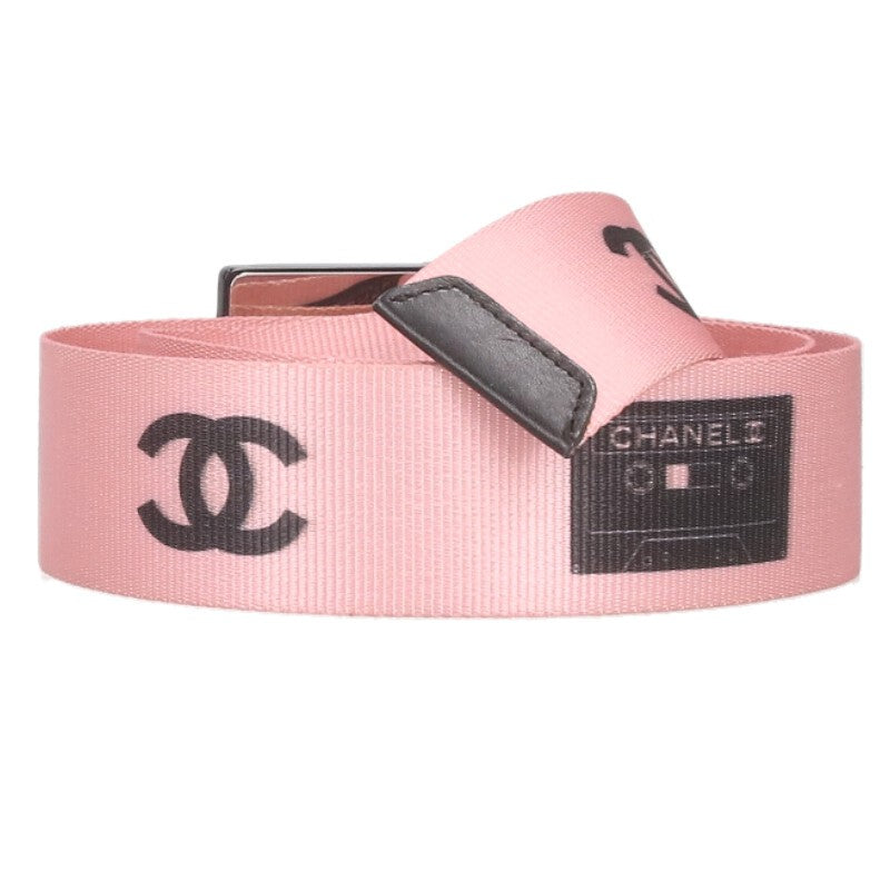 CHANEL Pink Cassette Nylon Belt Size ONE SIZE