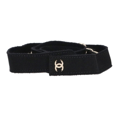 CHANEL Black Ribbon Chain Waist Belt Size ONE SIZE