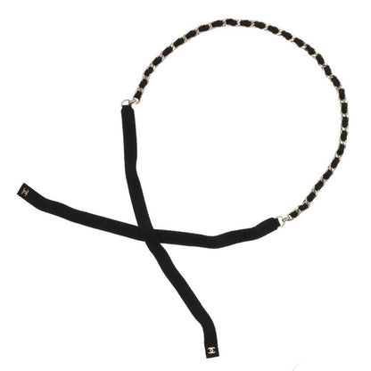 CHANEL Black Ribbon Chain Waist Belt Size ONE SIZE