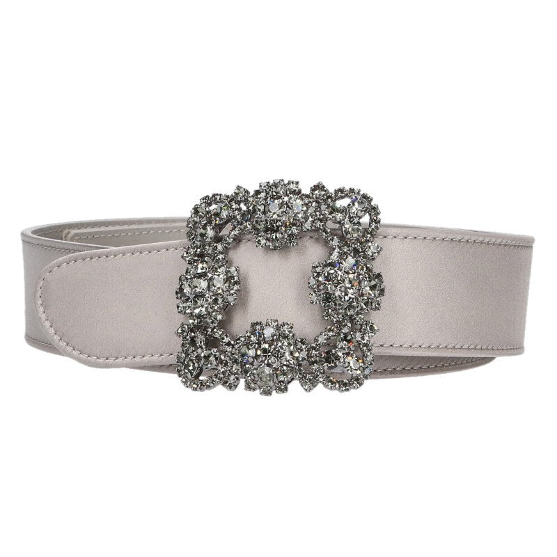 MANOLO BLAHNIK Hangisi Crystal Satin Belt Size ONE SIZE