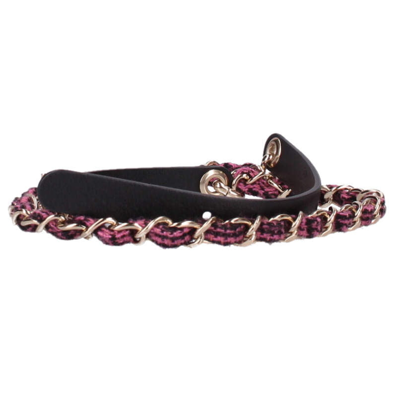 CHANEL Black Tweed Chain Belt Size ONE SIZE