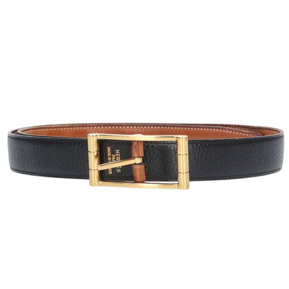 HERMES Black Brown Reversible Leather Belt Size ONE SIZE