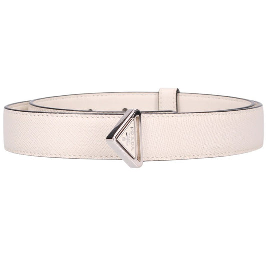 PRADA Triangle Logo Saffiano Leather Belt Off-white Size 30