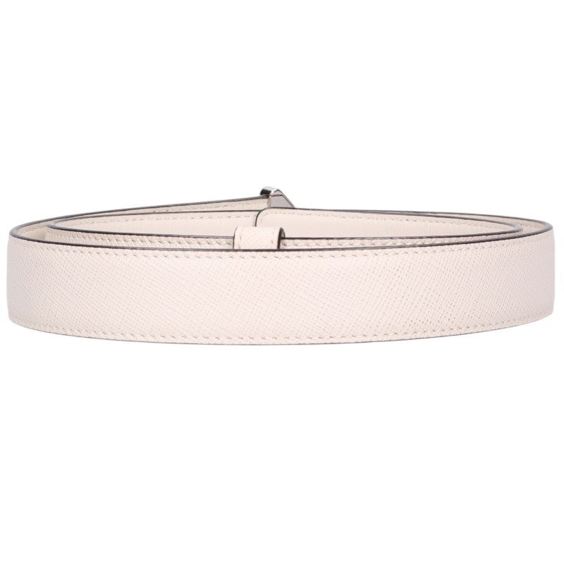 PRADA Triangle Logo Saffiano Leather Belt Off-white Size 30