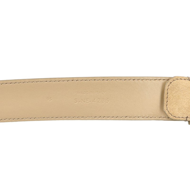 CELINE Triomphe Suede Leather Belt Silver Beige Size 95