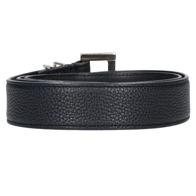 SAINT LAURENT PARIS Logo Buckle Narrow Belt Black Size 80