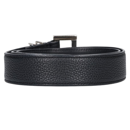 SAINT LAURENT PARIS Logo Buckle Narrow Belt Black Size 80
