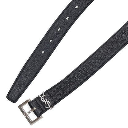 SAINT LAURENT PARIS Logo Buckle Narrow Belt Black Size 80