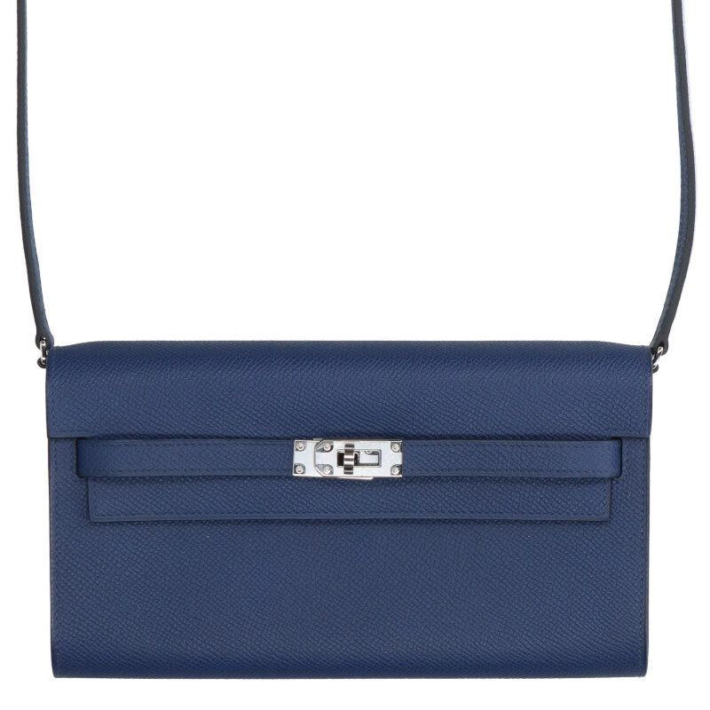 HERMES Kelly To Go Veau Epsom Blue Sapphire Size ONE SIZE