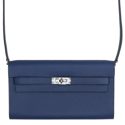 HERMES Kelly To Go Veau Epsom Blue Sapphire Size ONE SIZE