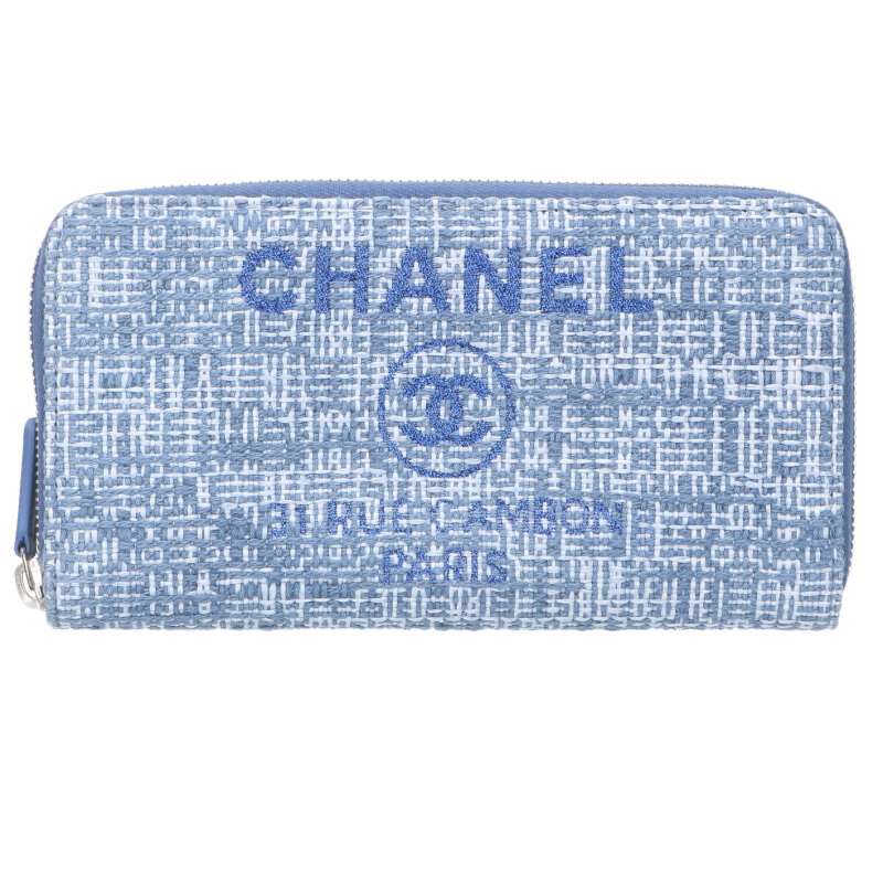 CHANEL Deauville Coco Mark Tweed Round Zip Size ONE SIZE
