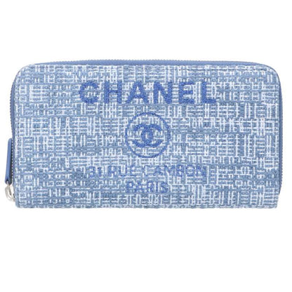 CHANEL Deauville Coco Mark Tweed Round Zip Size ONE SIZE