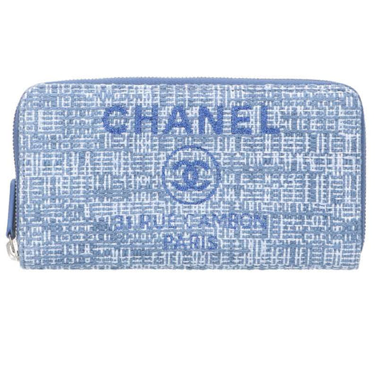 CHANEL Deauville Coco Mark Tweed Round Zip Size ONE SIZE