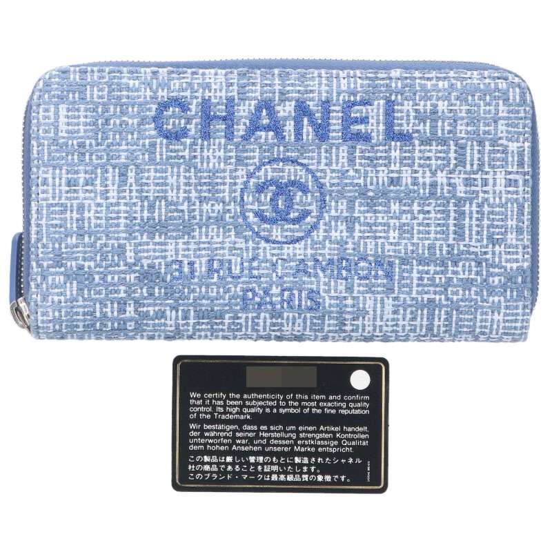 CHANEL Deauville Coco Mark Tweed Round Zip Size ONE SIZE